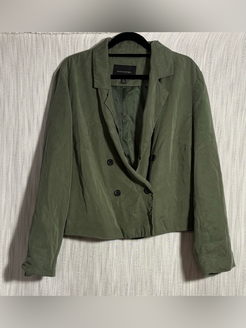 Banana Republic Crop Green Double-Breasted Women's Blazer size 16